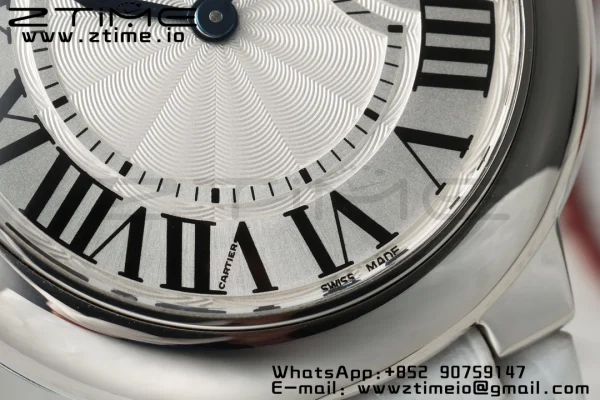 Cartier Ballon Bleu 33mm SS AF 1:1 Best Edition Cadran alb texturat pe curea din piele albă Ronda Quartz - Super Clone Watch | 1:1 Best Version