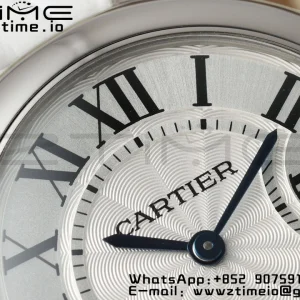 Cartier Ballon Bleu 33mm SS AF 1:1 Best Edition Cadran alb texturat pe curea din piele albă Ronda Quartz - Super Clone Watch | 1:1 Best Version