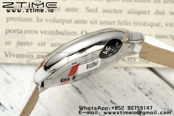 Cartier Ballon Bleu 33mm SS AF 1:1 Best Edition Cadran alb texturat pe curea din piele albă Ronda Quartz - Super Clone Watch | 1:1 Best Version