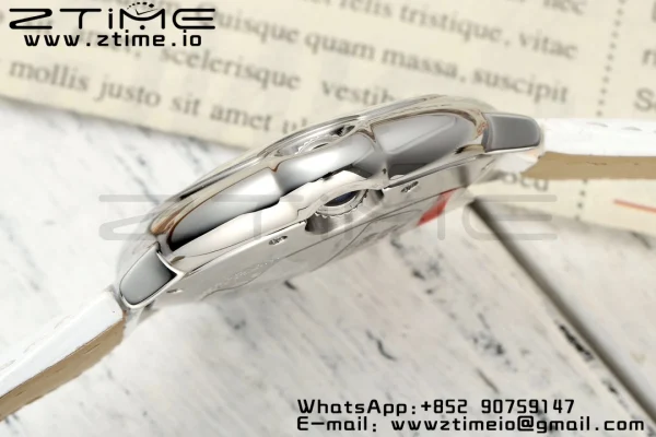 Cartier Ballon Bleu 33mm SS AF 1:1 Best Edition Cadran alb texturat pe curea din piele albă Ronda Quartz - Super Clone Watch | 1:1 Best Version