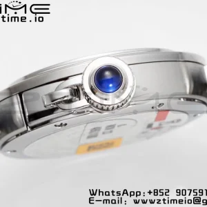 Cartier Pasha 30mm SS AF 1:1 Best Edition Quadrante bianco testurizzato su cinturino in pelle blu Jaq Quartz - Orologio super clone | 1:1 Best Version