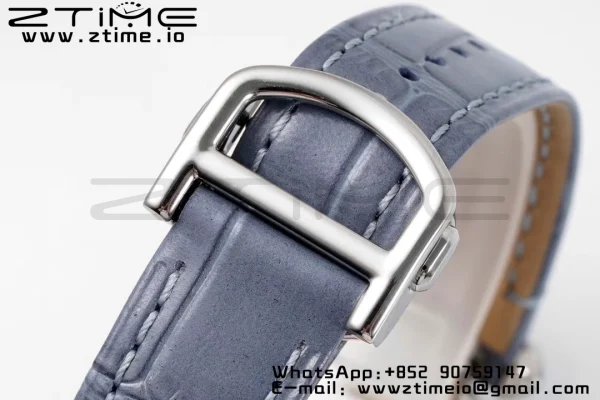 Cartier Pasha 30mm SS AF 1:1 Best Edition Quadrante bianco testurizzato su cinturino in pelle blu Jaq Quartz - Orologio super clone | 1:1 Best Version