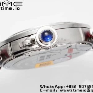 Cartier Pasha 30mm SS AF 1:1 Best Edition Quadrante bianco testurizzato su cinturino in pelle rossa profonda Jaq Quartz - Orologio super clone | 1:1 Best Version