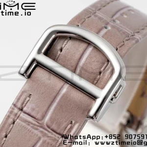 Cartier Cartier Pasha 30mm SS AF 1:1 Best Edition White Textured Dial on Gray Leather Strap Jaq Quartz - Super Clone Watch | 1:1 Best Version
