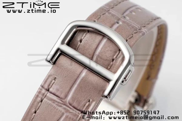 Cartier Cartier Pasha 30mm SS AF 1:1 Best Edition White Textured Dial on Gray Leather Strap Jaq Quartz - Super Clone Watch | 1:1 Best Version