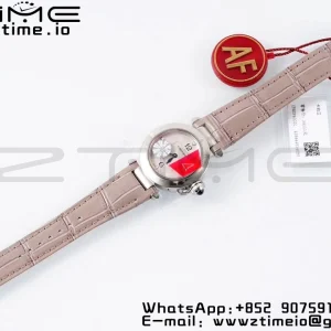 Cartier Cartier Pasha 30mm SS AF 1:1 Best Edition White Textured Dial on Gray Leather Strap Jaq Quartz - Super Clone Watch | 1:1 Best Version