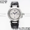 Cartier Pasha 30mm SS AF 1:1 Best Edition White Textured Dial on Black Leather Strap Jaq Quartz - Super Clone Watch | 1:1 Best Version
