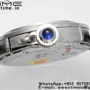 Cartier Pasha 30mm SS AF 1:1 Best Edition White Textured Dial on Black Leather Strap Jaq Quartz - Super Clone Watch | 1:1 Best Version