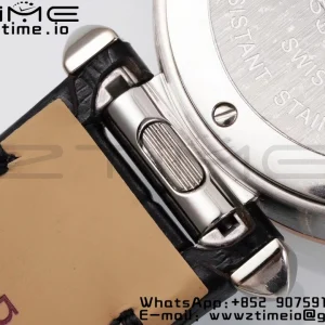 Cartier Pasha 30mm SS AF 1:1 Best Edition White Textured Dial on Black Leather Strap Jaq Quartz - Super Clone Watch | 1:1 Best Version
