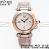 Cartier Pasha 30mm SS/RG AF 1:1 Best Edition Quadrante bianco testurizzato su cinturino in pelle grigia Jaq Quartz - Orologio super clone | 1:1 Best Version