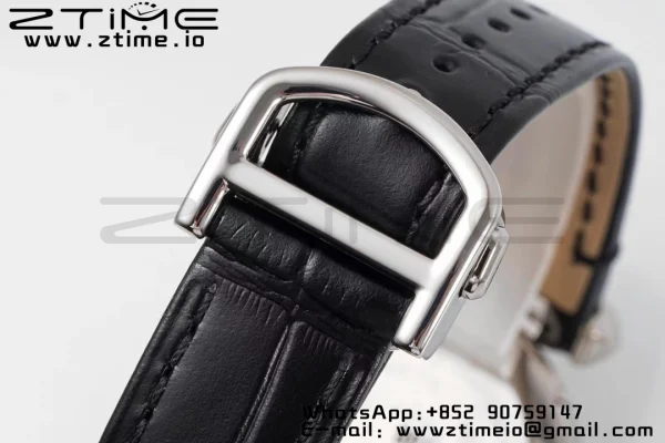 Cartier Pasha 30mm SS/RG AF 1:1 Best Edition White Textured Dial on Black Leather Strap Jaq Quartz - Super Clone Watch | 1:1 Best Version