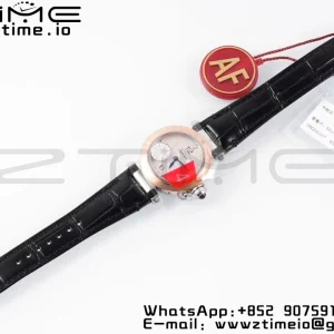 Cartier Pasha 30mm SS/RG AF 1:1 Best Edition White Textured Dial on Black Leather Strap Jaq Quartz - Super Clone Watch | 1:1 Best Version