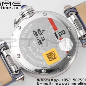 Cartier Pasha 30mm SS/RG AF 1:1 Best Edition Cadran texturé blanc sur bracelet cuir bleu Jaq Quartz - Super Clone Watch | 1:1 Best Version