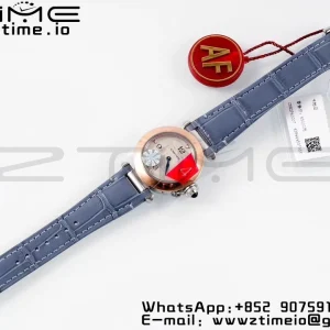 Cartier Pasha 30mm SS/RG AF 1:1 Best Edition Cadran texturé blanc sur bracelet cuir bleu Jaq Quartz - Super Clone Watch | 1:1 Best Version