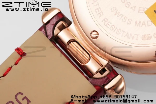 Cartier  Pasha 30mm RG AF 1:1 Best Edition White Textured Dial on Red Leather Strap Jaq Quartz - Super Clone Watch | 1:1 Best Version