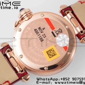 Cartier  Pasha 30mm RG AF 1:1 Best Edition White Textured Dial on Red Leather Strap Jaq Quartz - Super Clone Watch | 1:1 Best Version