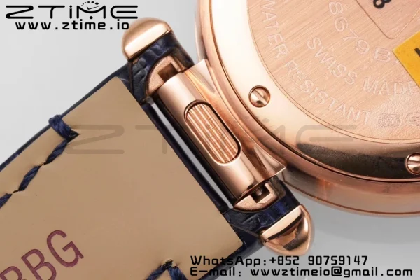 Cartier  Pasha 30mm RG AF 1:1 Best Edition White Textured Dial on Black Leather Strap Jaq Quartz - Super Clone Watch | 1:1 Best Version