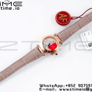 Cartier  Pasha 30mm RG AF 1:1 Best Edition White Textured Dial on Gray Leather Strap Jaq Quartz - Super Clone Watch | 1:1 Best Version