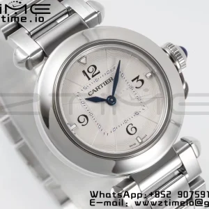 Cartier Pasha 30mm SS AF 1:1 Best Edition White Textured Dial on SS Bracelet Jaq Quartz - Super Clone Watch | 1:1 Best Version