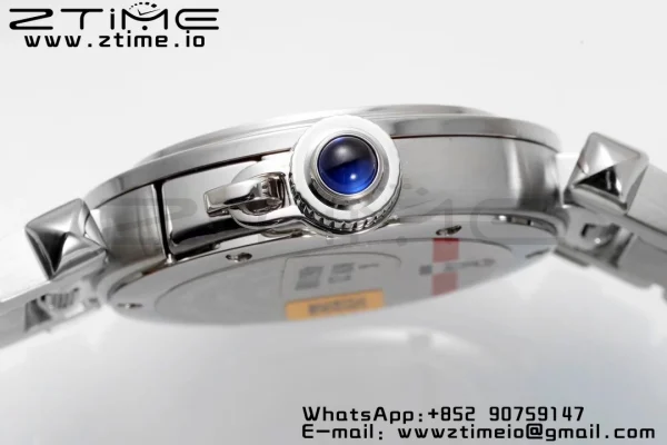 Cartier Pasha 30mm SS AF 1:1 Best Edition White Textured Dial on SS Bracelet Jaq Quartz - Super Clone Watch | 1:1 Best Version