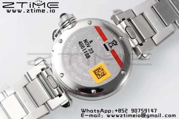 Cartier Pasha 30mm SS AF 1:1 Best Edition White Textured Dial on SS Bracelet Jaq Quartz - Super Clone Watch | 1:1 Best Version