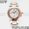 Cartier Pasha 30mm SS/RG AF 1:1 Best Edition ホワイトテクスチャードダイヤル SS/RG ブレスレット Jaq クォーツ - スーパークローン時計 | 1:1 Best Version