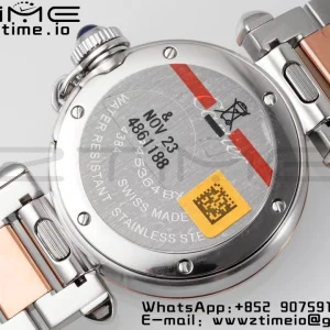 Cartier Pasha 30mm SS/RG AF 1:1 Best Edition White Textured Dial on SS/RG Bracelet Jaq Quartz - Super Clone Watch | 1:1 Best Version