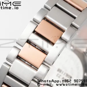 Cartier Pasha 30mm SS/RG AF 1:1 Best Edition White Textured Dial on SS/RG Bracelet Jaq Quartz - Super Clone Watch | 1:1 Best Version