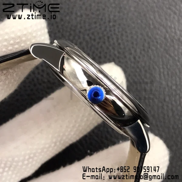 OMEGA De Ville Prestige Real PR SS ZF 1:1 Best Edition White Dial Blue Markers on Black Leather Strap MIYOTA 9015 - Super Clone Watch | 1:1 Best Version