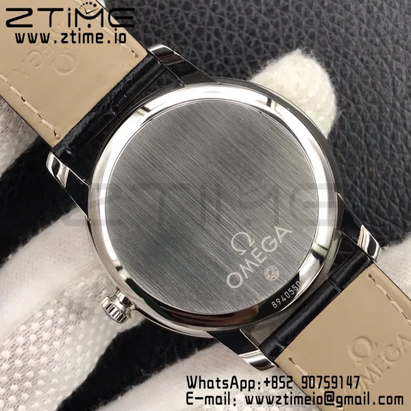 OMEGA De Ville Prestige Real PR SS ZF 1:1 Best Edition White Dial Blue Markers on Black Leather Strap MIYOTA 9015 - Super Clone Watch | 1:1 Best Version