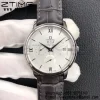 OMEGA De Ville Prestige Real PR SS ZF 1:1 Best Edition White Dial Blue Markers on Gray Leather Strap MIYOTA 9015 - Super Clone Watch | 1:1 Best Version