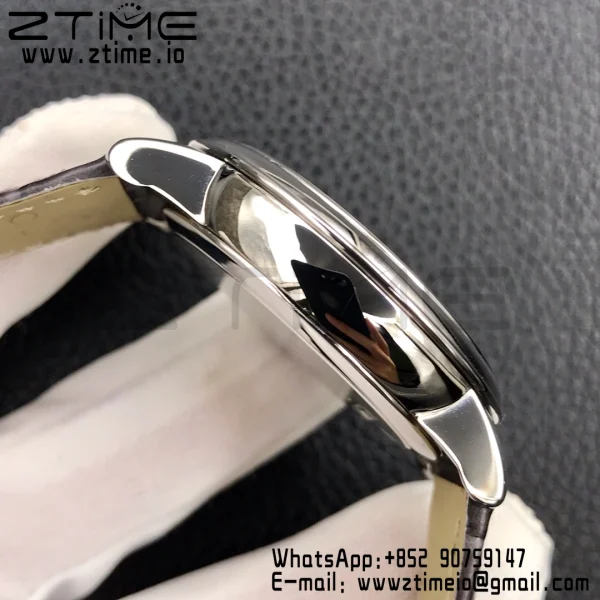 OMEGA De Ville Prestige Real PR SS ZF 1:1 Best Edition White Dial Blue Markers on Gray Leather Strap MIYOTA 9015 - Super Clone Watch | 1:1 Best Version