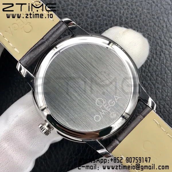 OMEGA De Ville Prestige Real PR SS ZF 1:1 Best Edition White Dial Blue Markers on Gray Leather Strap MIYOTA 9015 - Super Clone Watch | 1:1 Best Version
