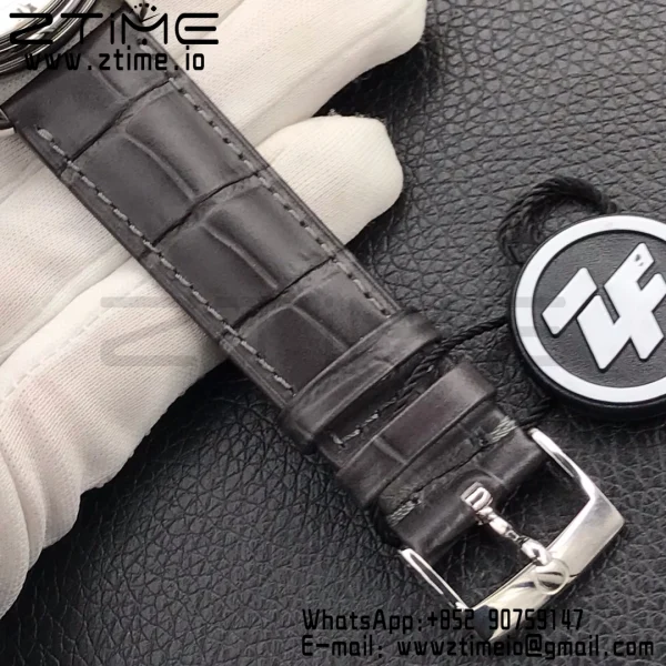 OMEGA De Ville Prestige Real PR SS ZF 1:1 Best Edition White Dial Blue Markers on Gray Leather Strap MIYOTA 9015 - Super Clone Watch | 1:1 Best Version