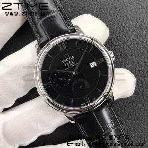OMEGA De Ville Prestige Real PR SS ZF 1:1 Best Edition Black Dial on Black Leather Strap MIYOTA 9015 - Super Clone Watch | 1:1 Best Version