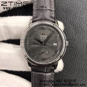 OMEGA De Ville Prestige Real PR SS ZF 1:1 Best Edition Gray Dial on Gray Leather Strap MIYOTA 9015 - Super Clone Watch | 1:1 Best Version