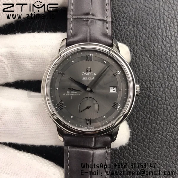 OMEGA De Ville Prestige Real PR SS ZF 1:1 Best Edition Gray Dial on Gray Leather Strap MIYOTA 9015 - Super Clone Watch | 1:1 Best Version