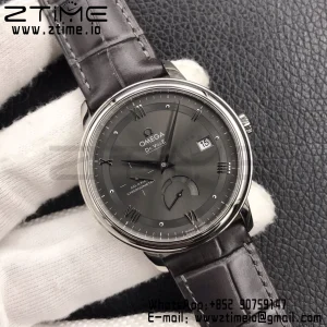 OMEGA De Ville Prestige Real PR SS ZF 1:1 Best Edition Gray Dial on Gray Leather Strap MIYOTA 9015 - Super Clone Watch | 1:1 Best Version