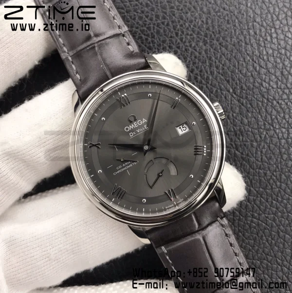 OMEGA De Ville Prestige Real PR SS ZF 1:1 Best Edition Gray Dial on Gray Leather Strap MIYOTA 9015 - Super Clone Watch | 1:1 Best Version