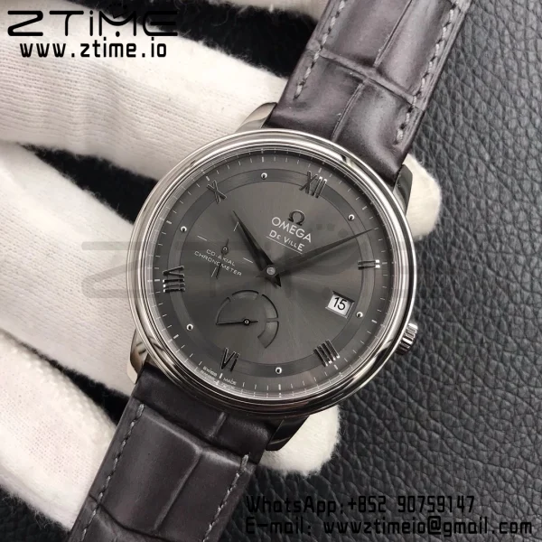 OMEGA De Ville Prestige Real PR SS ZF 1:1 Best Edition Gray Dial on Gray Leather Strap MIYOTA 9015 - Super Clone Watch | 1:1 Best Version