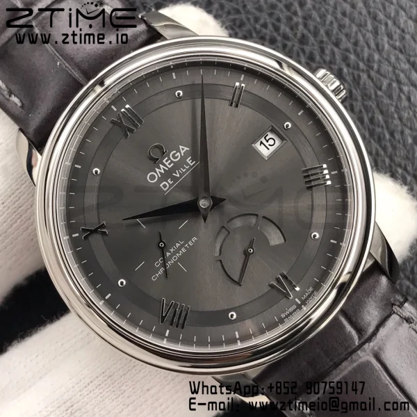 OMEGA De Ville Prestige Real PR SS ZF 1:1 Best Edition Gray Dial on Gray Leather Strap MIYOTA 9015 - Super Clone Watch | 1:1 Best Version