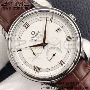OMEGA De Ville Prestige Real PR SS ZF 1:1 Best Edition White Dial RG Markers on Brown Leather Strap MIYOTA 9015 - Super Clone Watch | 1:1 Best Version