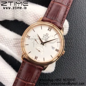 OMEGA De Ville Prestige Real PR RG ZF 1:1 Best Edition Λευκό καντράν σε καφέ δερμάτινο λουράκι MIYOTA 9015 - Super Clone Watch | 1:1 Best Version