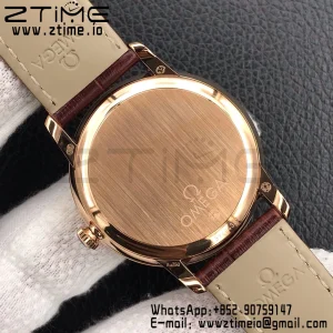 OMEGA De Ville Prestige Real PR RG ZF 1:1 Best Edition Λευκό καντράν σε καφέ δερμάτινο λουράκι MIYOTA 9015 - Super Clone Watch | 1:1 Best Version