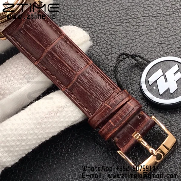 OMEGA De Ville Prestige Real PR RG ZF 1:1 Best Edition Λευκό καντράν σε καφέ δερμάτινο λουράκι MIYOTA 9015 - Super Clone Watch | 1:1 Best Version