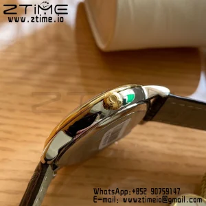 OMEGA De Ville Prestige 39.5mm YG/SS A+F 1:1 Best Edition Yellow Dial YG Markers on Black Leather Strap A2500 - Super Clone Watch | 1:1 Best Version