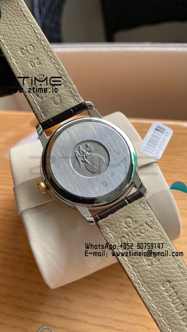 OMEGA De Ville Prestige 39.5mm YG/SS A+F 1:1 Best Edition Yellow Dial YG Markers on Black Leather Strap A2500 - Super Clone Watch | 1:1 Best Version
