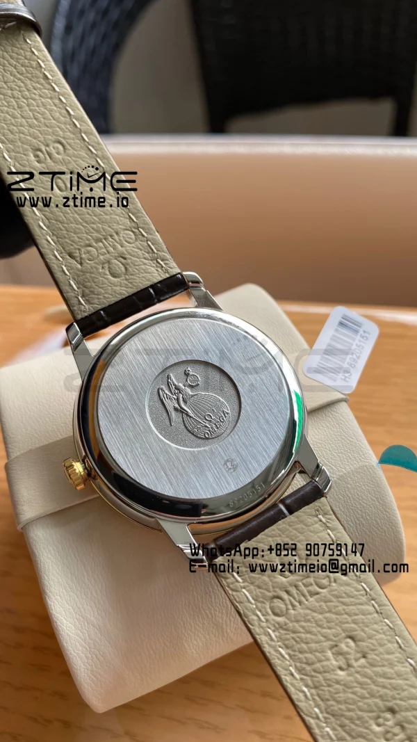 OMEGA De Ville Prestige 39.5mm YG/SS A+F 1:1 Best Edition Yellow Dial YG Markers on Black Leather Strap A2500 - Super Clone Watch | 1:1 Best Version