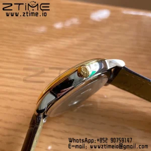 OMEGA De Ville Prestige 39.5mm YG/SS A+F 1:1 Best Edition White Dial YG Markers on Brwon Leather Strap A2500 - Super Clone Watch | 1:1 Best Version