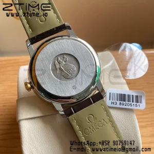 OMEGA De Ville Prestige 39.5mm YG/SS A+F 1:1 Best Edition White Dial YG Markers on Brwon Leather Strap A2500 - Super Clone Watch | 1:1 Best Version